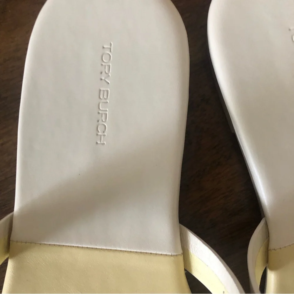 NIB $198 Tory Burch Miller Colorblock Sandals in SWEET CORN/NEW CREAM- size 9.5!